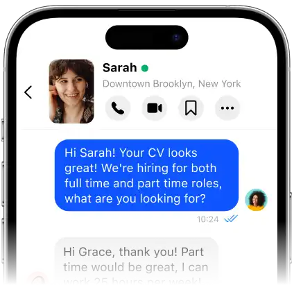 Receive & chat with applicants in another 10 minutes